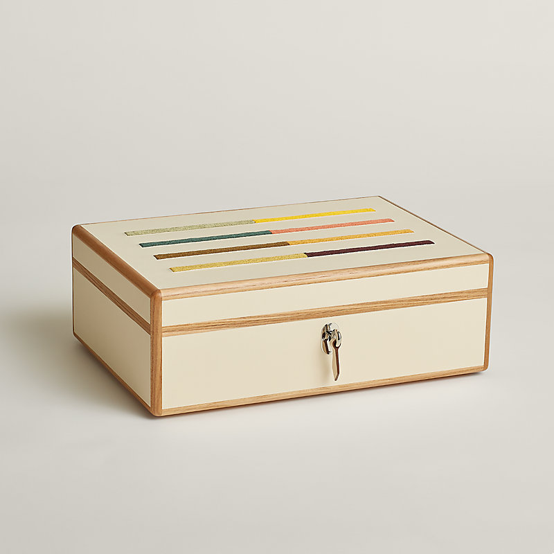 Amalthee Jumping H watch and cufflink box, large model - Beige